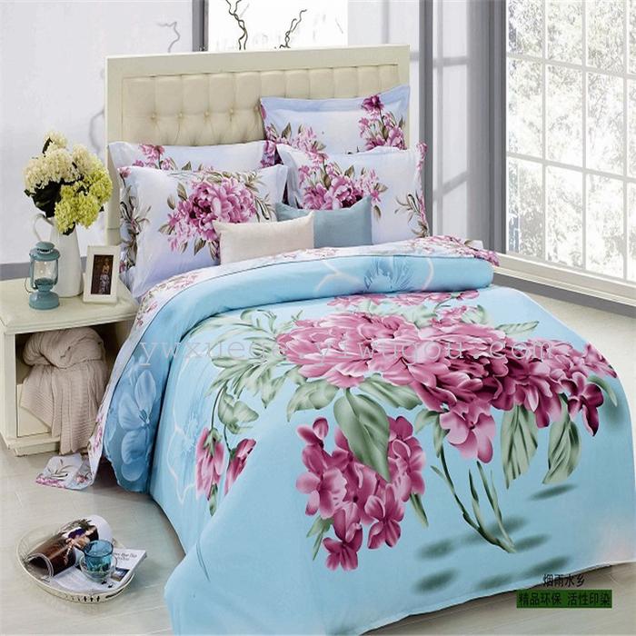 Snow pigeon 3D Twill large reactive printed 1.5 1.8 m bed bedding set of four factory direct-_-love rose