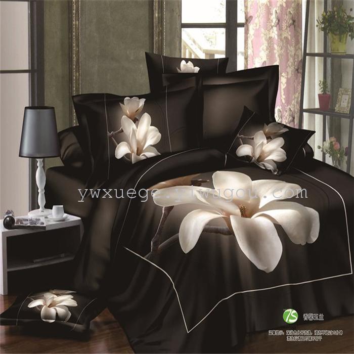 Cotton four set twill reactive printing 3D four sets of 100% cotton bedding set of four snow pigeon textile exports