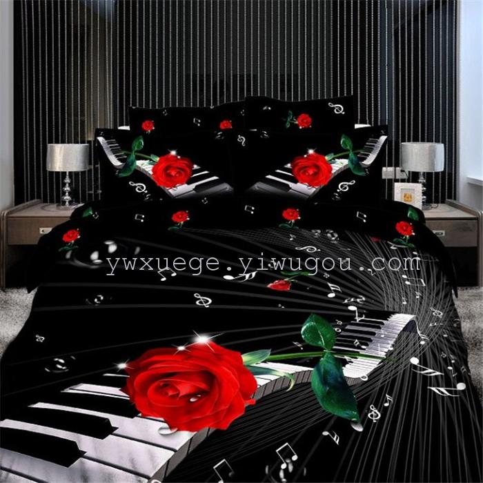 Cotton four set twill reactive printing 3D four sets of 100% cotton bedding set of four snow pigeon textile exports