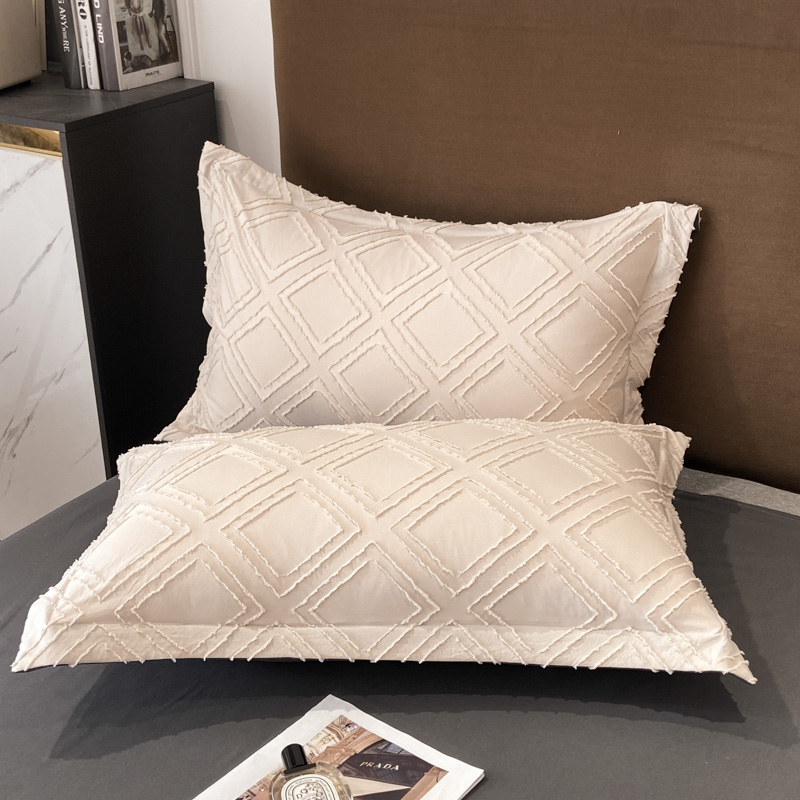 Four Seasons Universal Solid Color Four-Piece Set High-End 100 Quilt Cover Bed Sheet 4 Embroidery Wide Edge Bedding Set