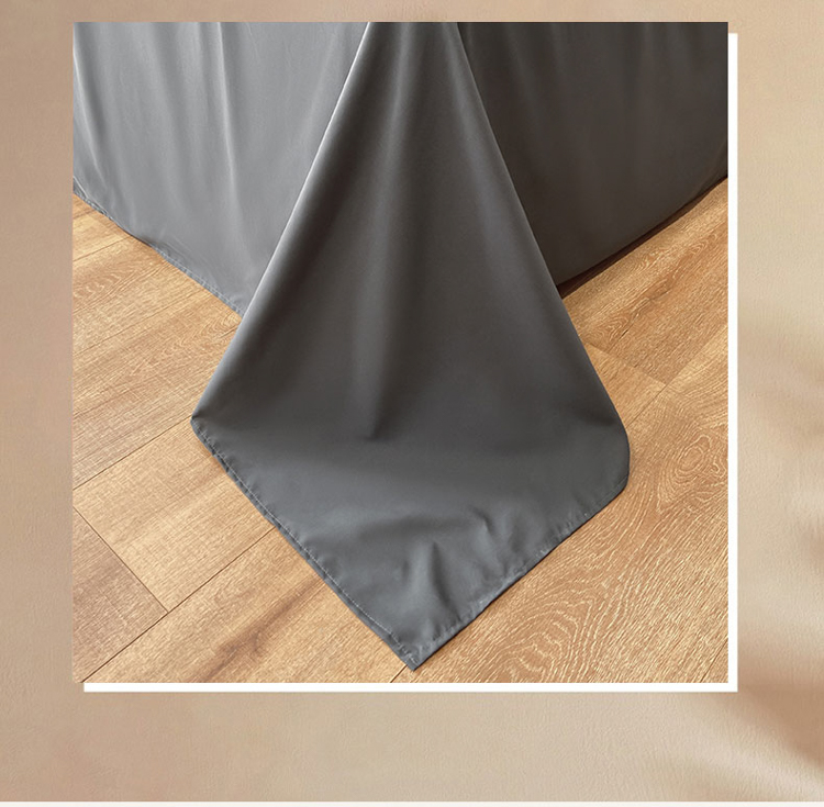 Four Seasons Universal Solid Color Four-Piece Set High-End 100 Quilt Cover Bed Sheet 4 Embroidery Wide Edge Bedding Set