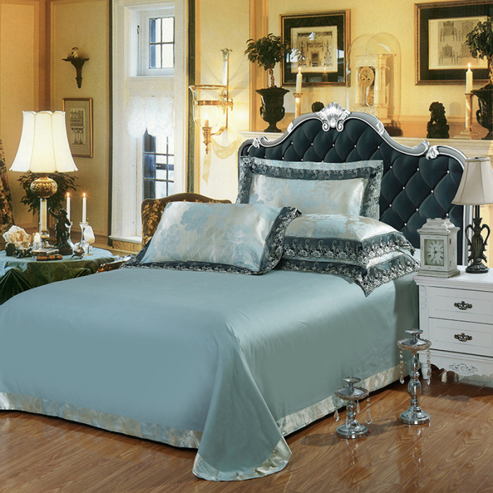 Luxury Silk Bedding Set  Linens Tencel Satin Bed Sheet Set Jacquard Bedclothes  Bed cover 4pcs