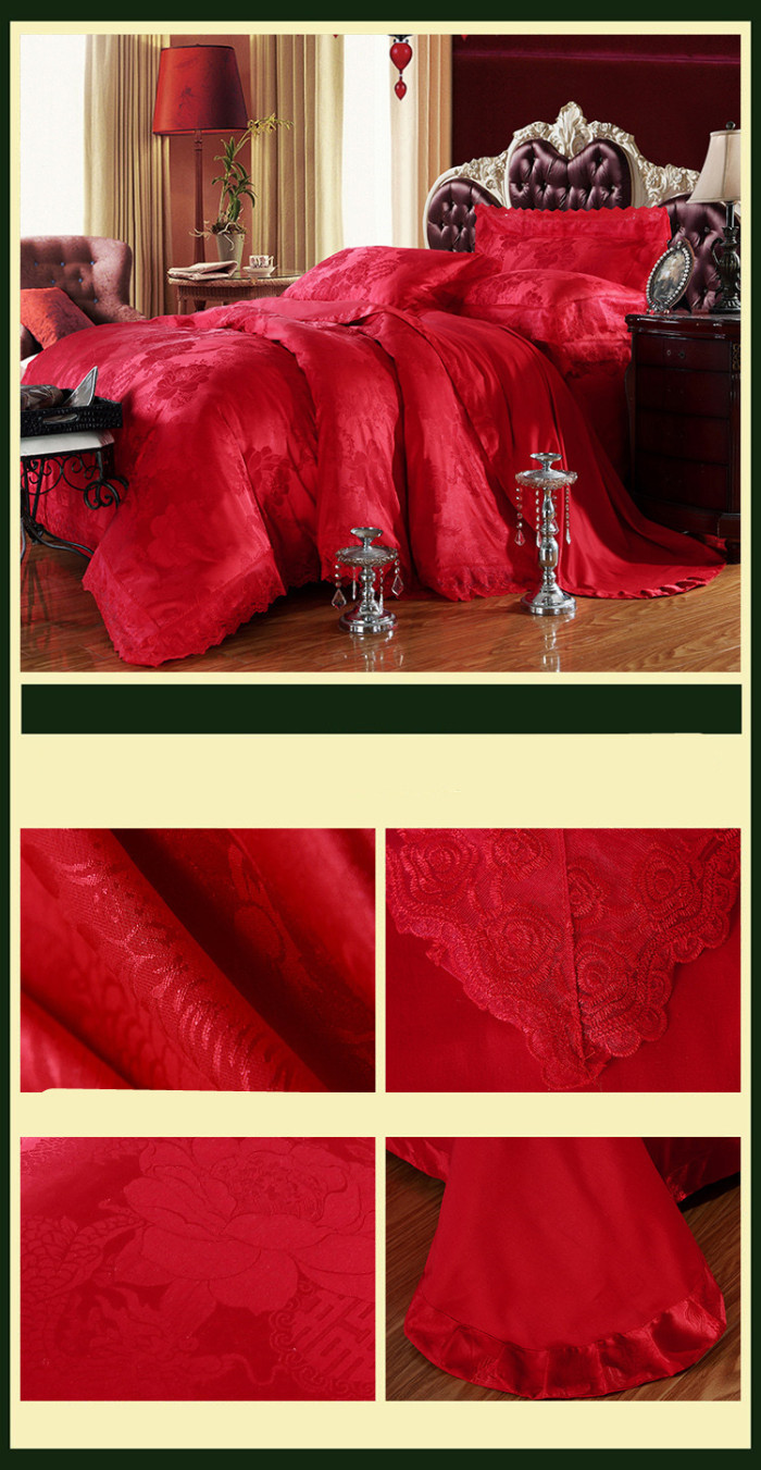 Luxury Silk Bedding Set  Linens Tencel Satin Bed Sheet Set Jacquard Bedclothes  Bed cover 4pcs