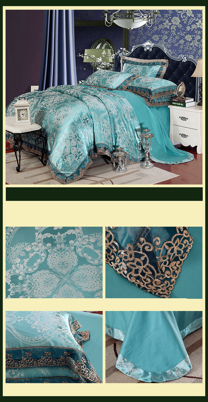 Luxury Silk Bedding Set  Linens Tencel Satin Bed Sheet Set Jacquard Bedclothes  Bed cover 4pcs