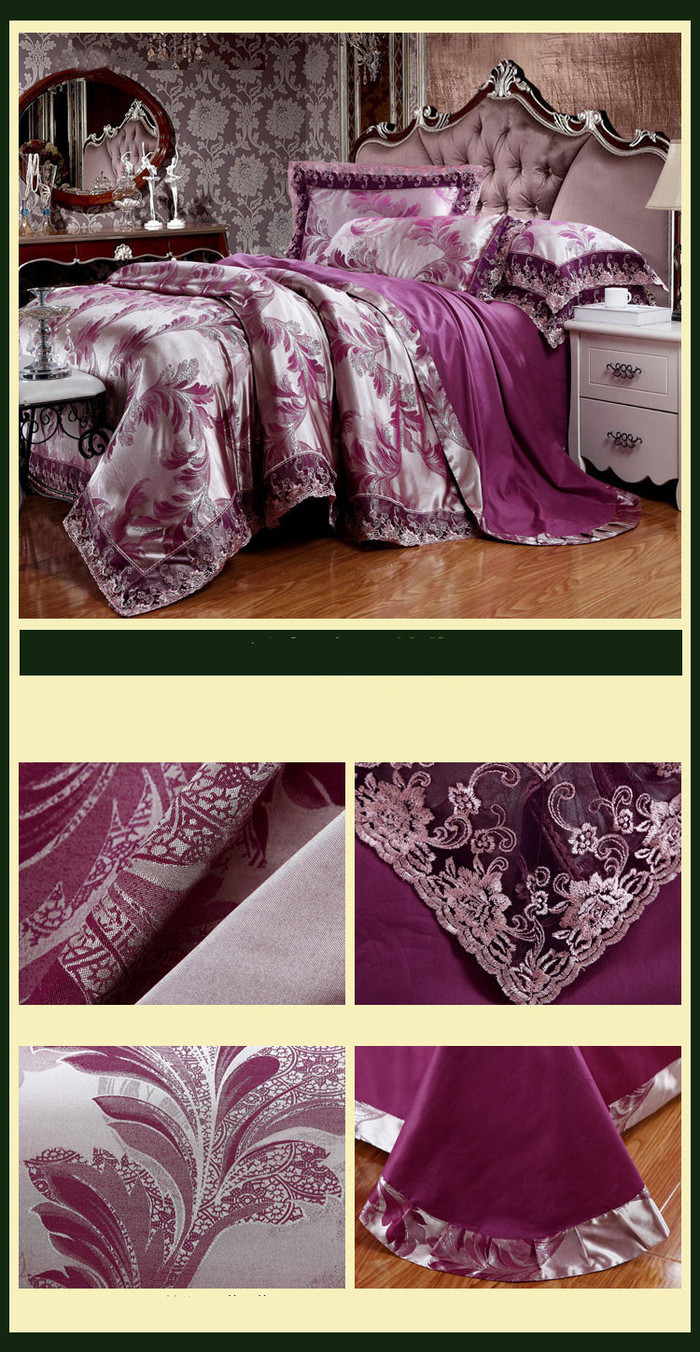 Luxury Silk Bedding Set  Linens Tencel Satin Bed Sheet Set Jacquard Bedclothes  Bed cover 4pcs