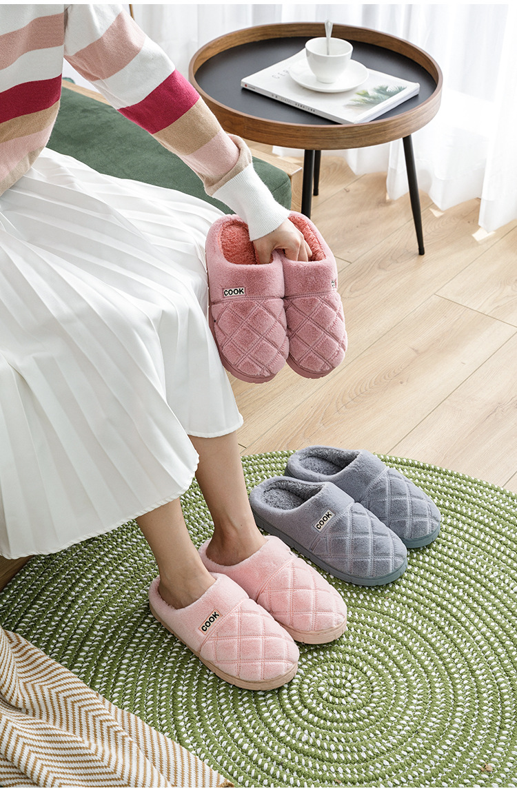 Autumn and Winter Korean Style Cotton Slippers Simple Hotel Women's Thick Bottom Home Indoor Couple Warm Home Woolen Slipper Men's Autumn and Winter Korean Style Cotton Slippers Simple Hotel Women's Thick Bottom Home Indoor Couple Warm Home Woolen Slipper Men's