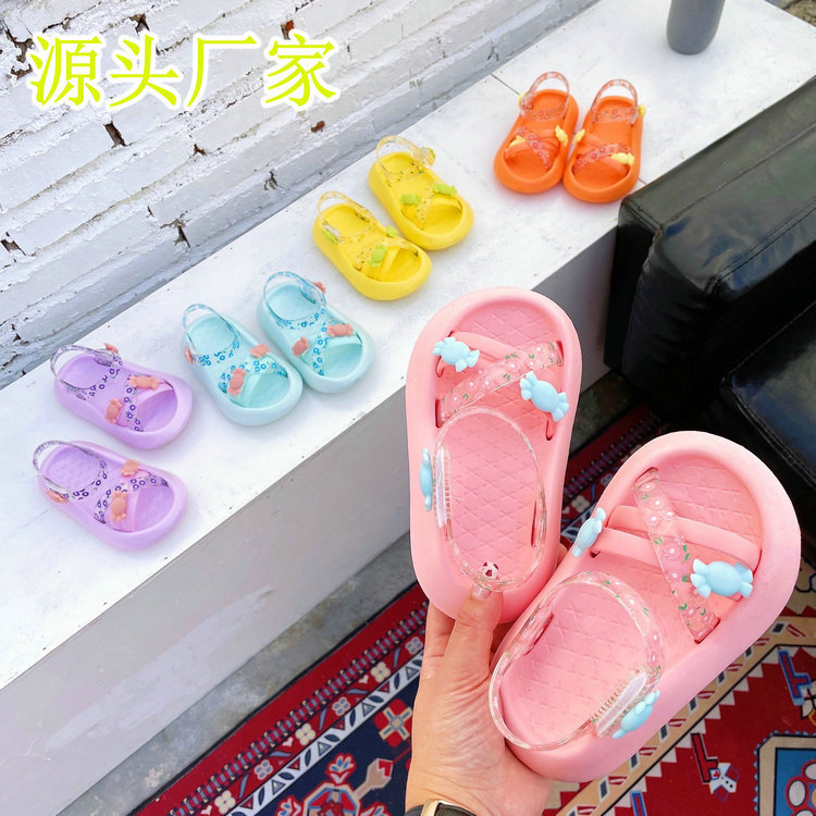 Children&#039;s Cross-Mirror Slippers Non-Slip Thick Bottom Girls&#039; Slipper Summer High Elastic Rubber and Plastic Flip-Flops