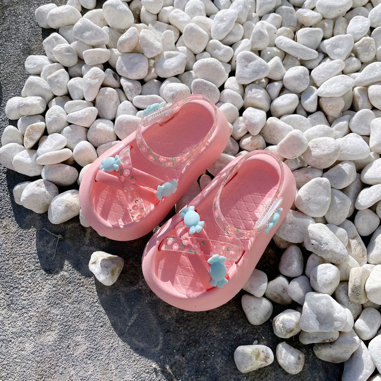 Children's Cross-Mirror Slippers Non-Slip Thick Bottom Girls' Slipper Summer High Elastic Rubber and Plastic Flip-Flops Children's Cross-Mirror Slippers Non-Slip Thick Bottom Girls' Slipper Summer High Elastic Rubber and Plastic Flip-Flops