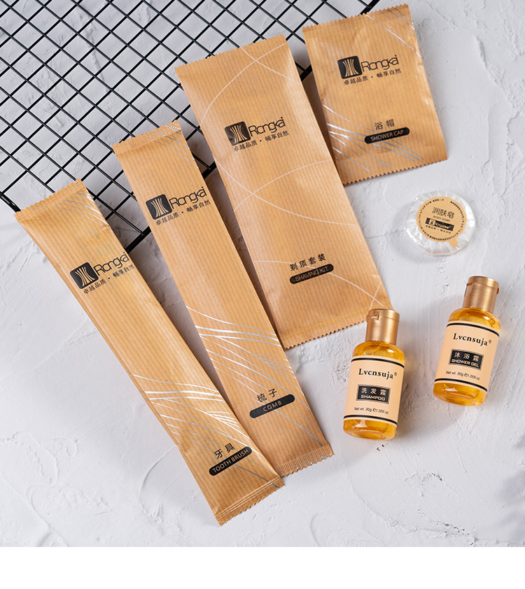 Factory Direct Sales Bed & Breakfast Disposable Toiletry Set Hotel Hotel Toothbrush Kraft Paper Tooth-Cleaners Toothpaste Wholesale