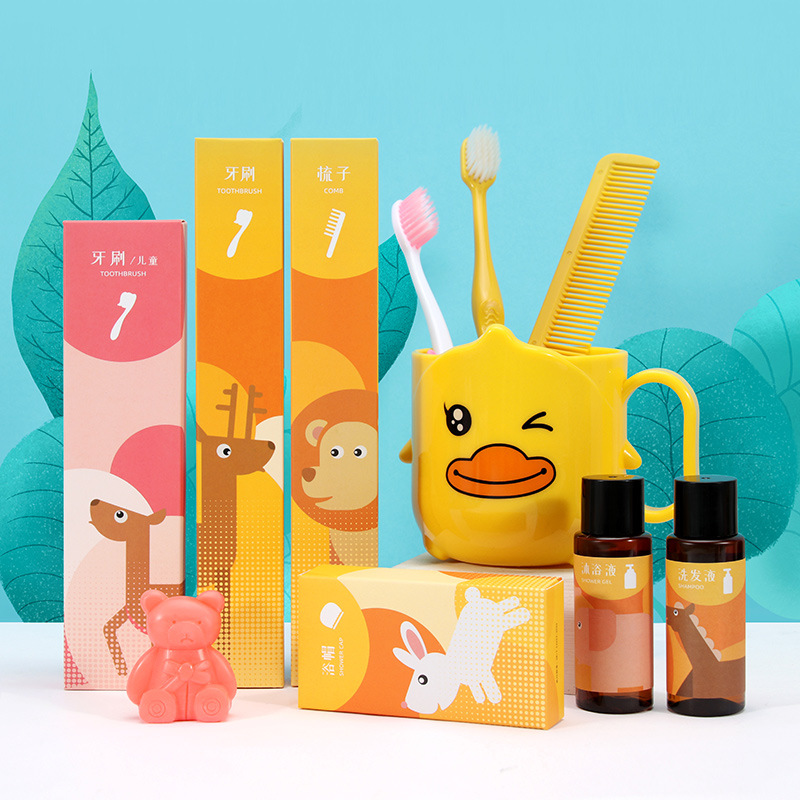 Daily use Children&#039;s Hotel Supplies Hotel Room Disposable Toiletries Toothbrush Toothpaste Set Two-in-One
