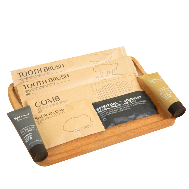 Hotel Homestay Disposable Toiletries Hotel Bamboo Toothbrush Soft Hair Belt Toothpaste Kraft Paper Bag Waterproof