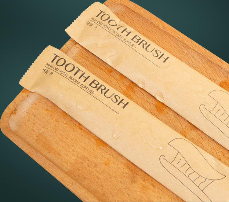 Hotel Homestay Disposable Toiletries Hotel Bamboo Toothbrush Soft Hair Belt Toothpaste Kraft Paper Bag Waterproof