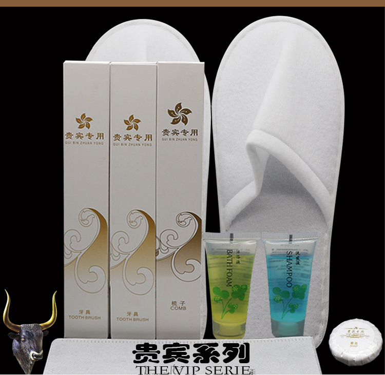 Hotel Room Gray Disposable Slippers Hotel Consumables Toothbrush Toothpaste Toiletries in Stock