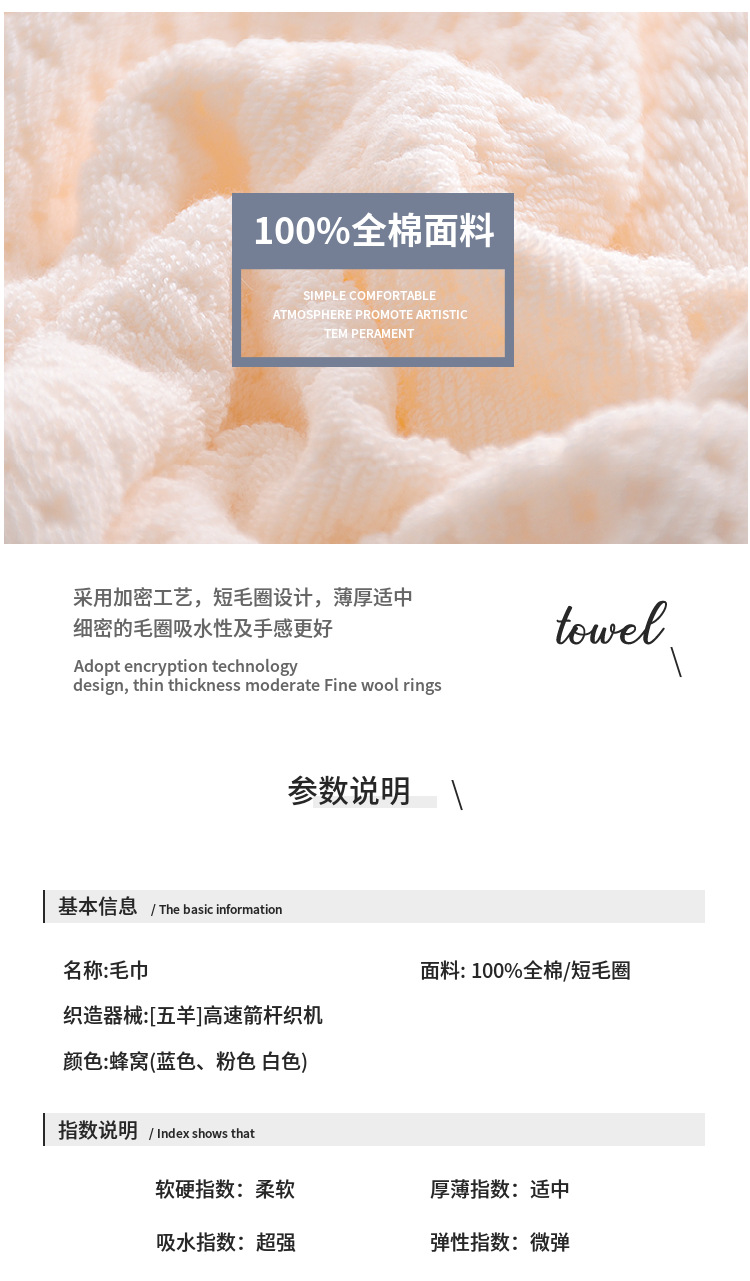 2021 New Factory in Stock Direct Selling Cotton Honeycomb Towel Supermarket Direct Supply Customizable Logo Face Cloth