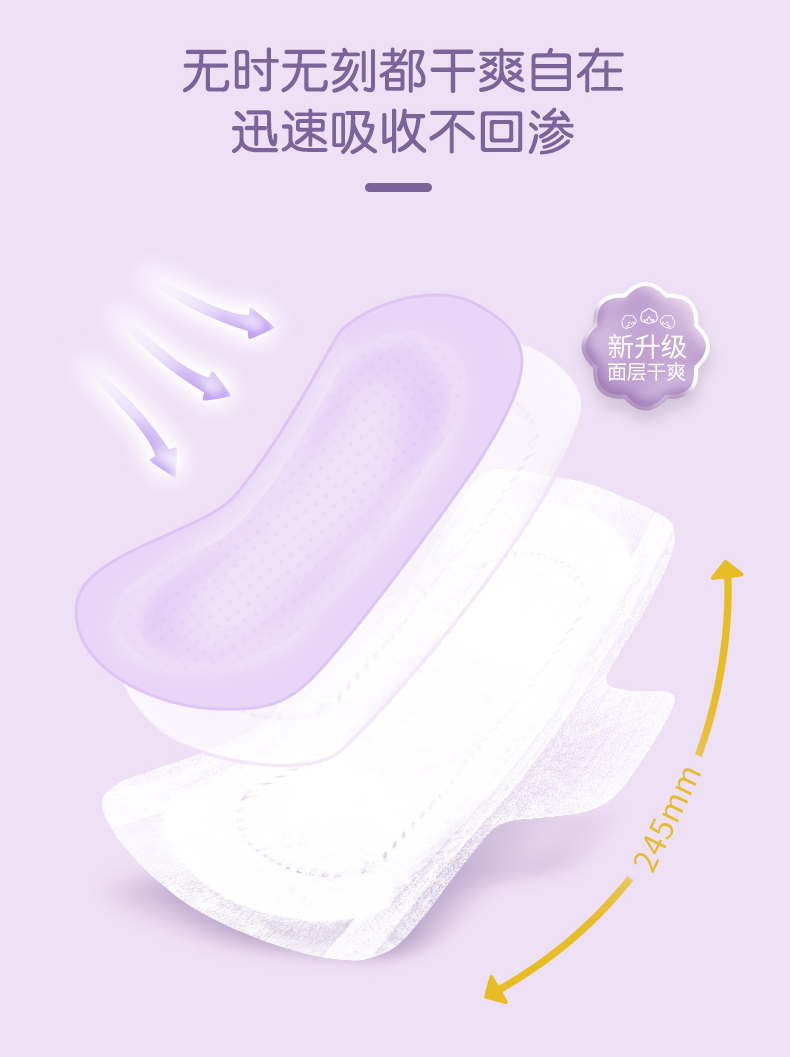 280mm8 Pieces Classic Cotton Soft Silk Thin Skin-Friendly Breathable Sanitary Napkin Sanitary Pads