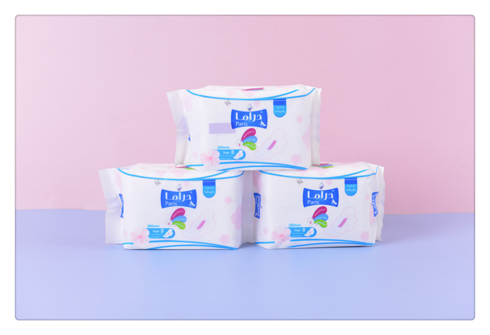 280mm8 Pieces Classic Cotton Soft Silk Thin Skin-Friendly Breathable Sanitary Napkin Sanitary Pads