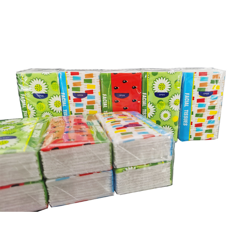 2-Layer 10-Piece Standard Package Foreign Trade Handkerchief Tissue English Tissue Packaging Napkin Portable Tissue Support OEM