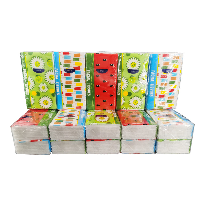 2-Layer 10-Piece Standard Package Foreign Trade Handkerchief Tissue English Tissue Packaging Napkin Portable Tissue Support OEM