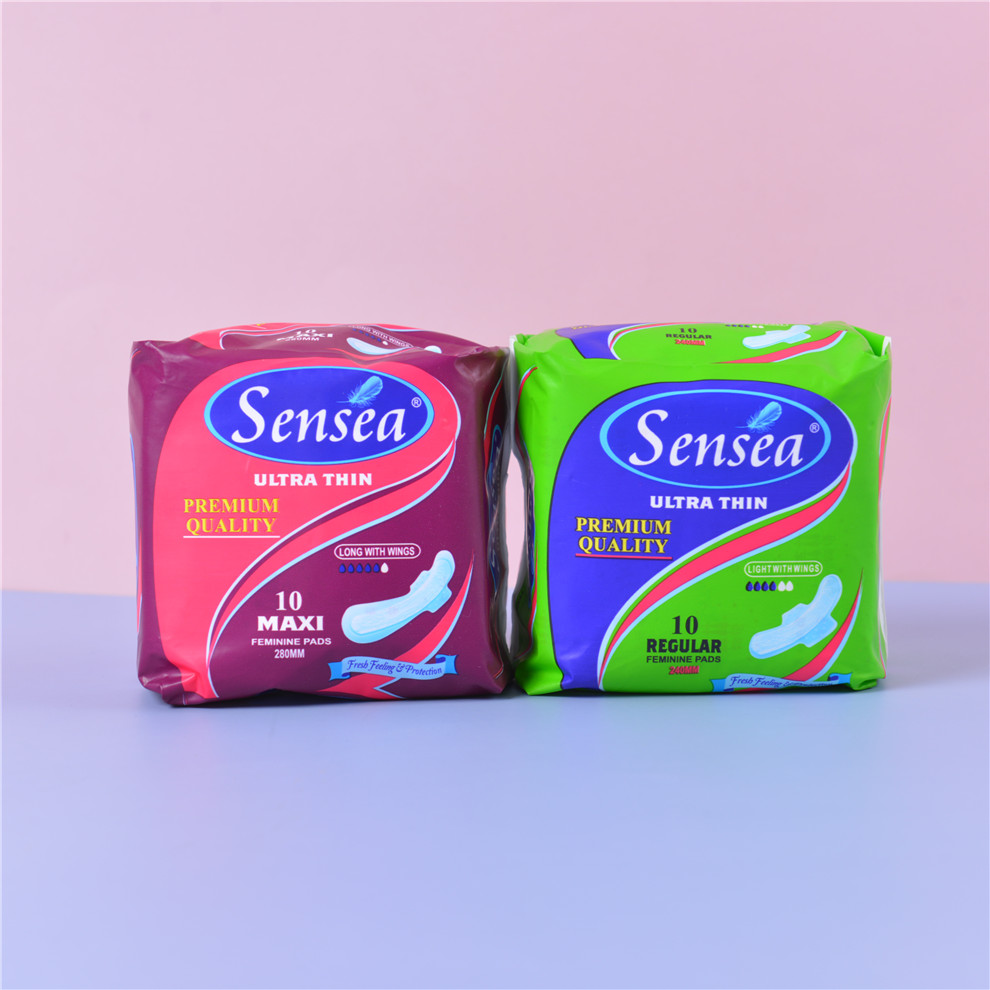Girls&#039; Breathable Comfortable Sanitary Napkin for Daily Use and Night Use Lengthened Ultra-Thin Wing Protection Sanitary Pads 10 Pieces