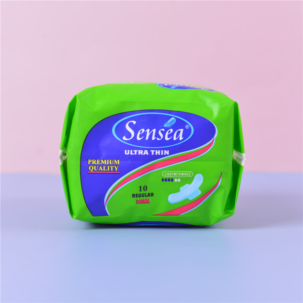Girls&#039; Breathable Comfortable Sanitary Napkin for Daily Use and Night Use Lengthened Ultra-Thin Wing Protection Sanitary Pads 10 Pieces