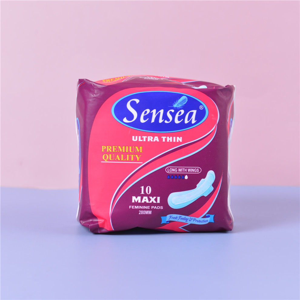Girls&#039; Breathable Comfortable Sanitary Napkin for Daily Use and Night Use Lengthened Ultra-Thin Wing Protection Sanitary Pads 10 Pieces