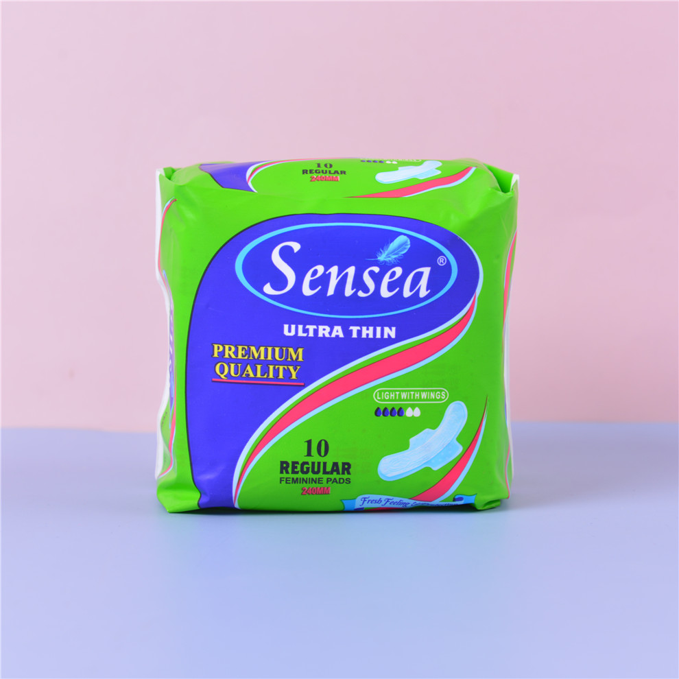 Girls&#039; Breathable Comfortable Sanitary Napkin for Daily Use and Night Use Lengthened Ultra-Thin Wing Protection Sanitary Pads 10 Pieces