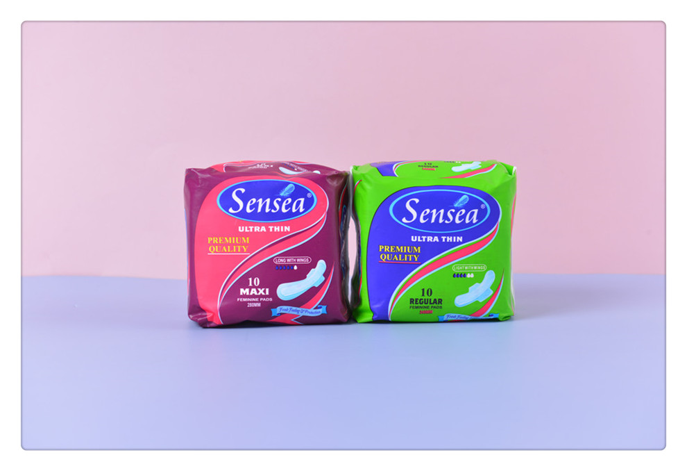 Girls' Breathable Comfortable Sanitary Napkin for Daily Use and Night Use Lengthened Ultra-Thin Wing Protection Sanitary Pads 10 Pieces