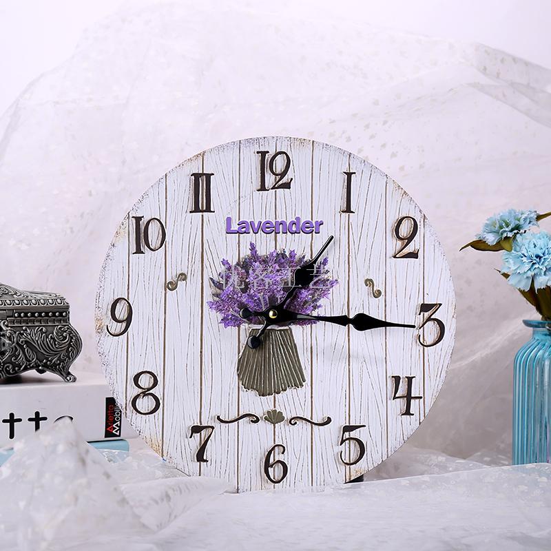  creative flower wood clock restaurant household clock quartz clock European and American decorative wall clock 