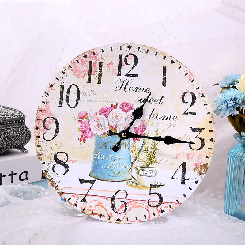  creative flower wood clock restaurant household clock quartz clock European and American decorative wall clock 