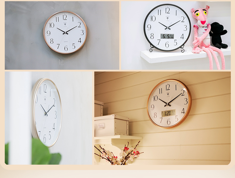 Nordic Wall Clock Living Room Mute Creative Restaurant Clock Electronic Calendar Temperature Week Large Size Quartz Clock Nordic Wall Clock Living Room Mute Creative Restaurant Clock Electronic Calendar Temperature Week Large Size Quartz Clock