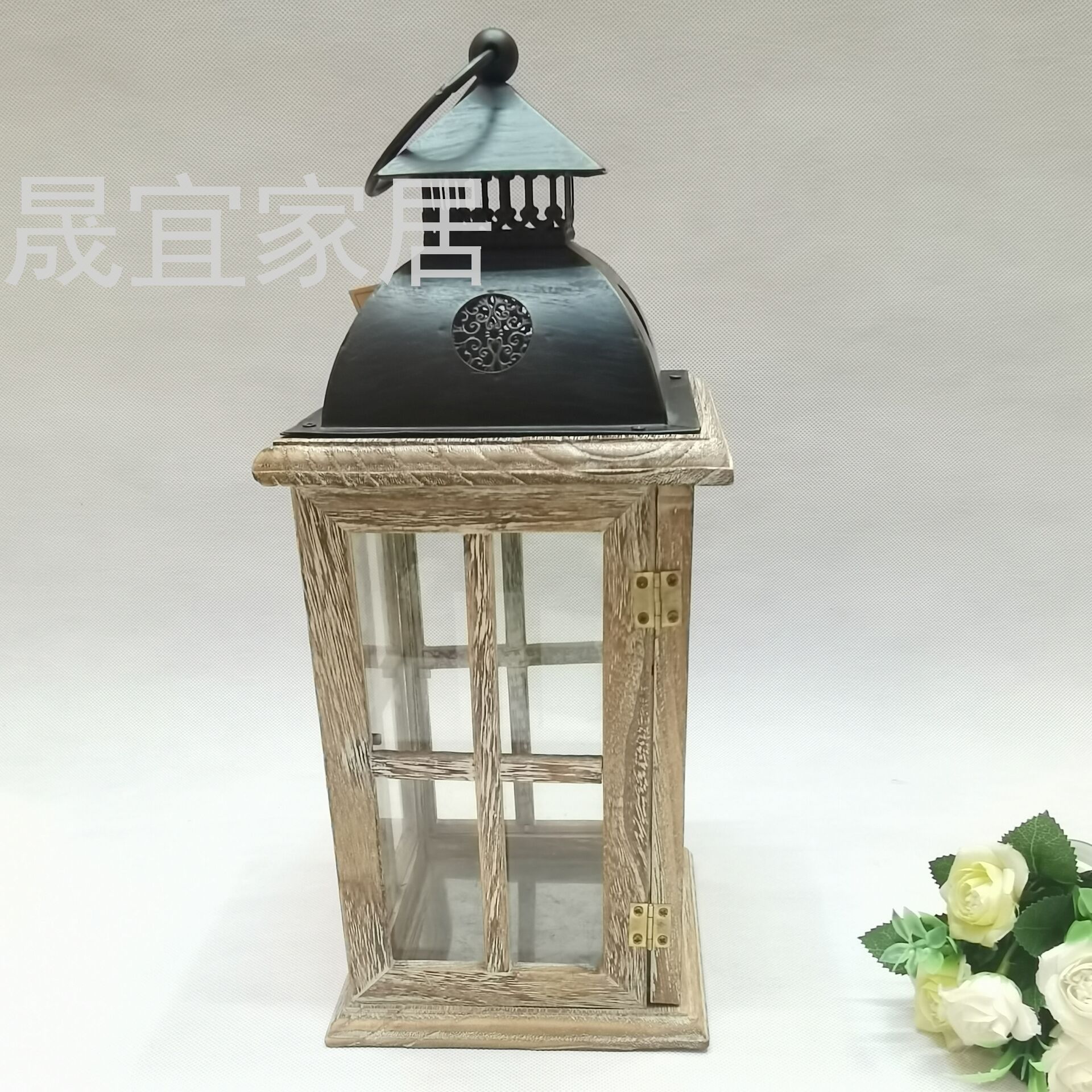 European-Style Storm Lantern Candlestick Floor Incense Candle Holder Log Iron Storm Lantern Craftwork Storm Lantern Bedroom Decoration