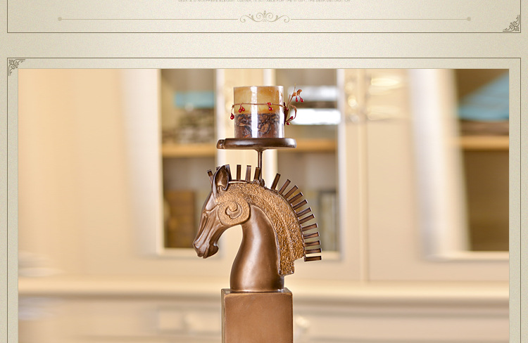 Wholesale set of 2 horse head candlestick restoring ancient ways resin handicraft American country places an international wind study adornment gift