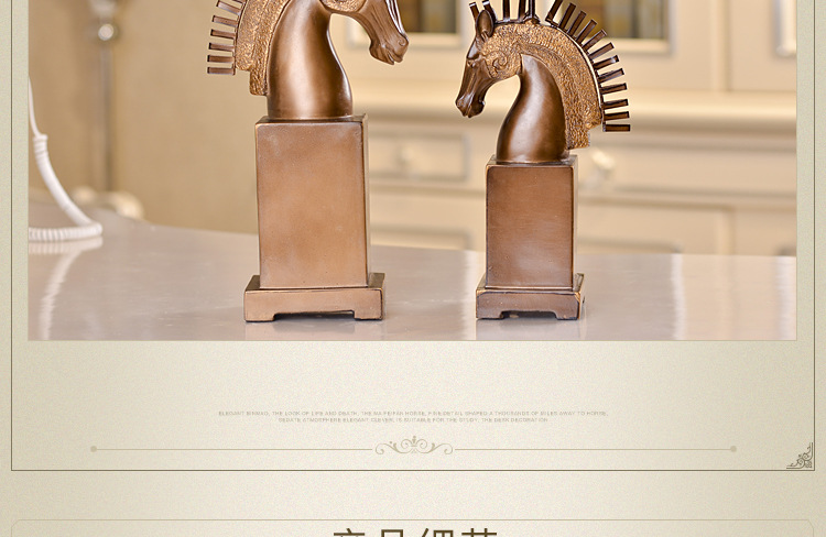 Wholesale set of 2 horse head candlestick restoring ancient ways resin handicraft American country places an international wind study adornment gift
