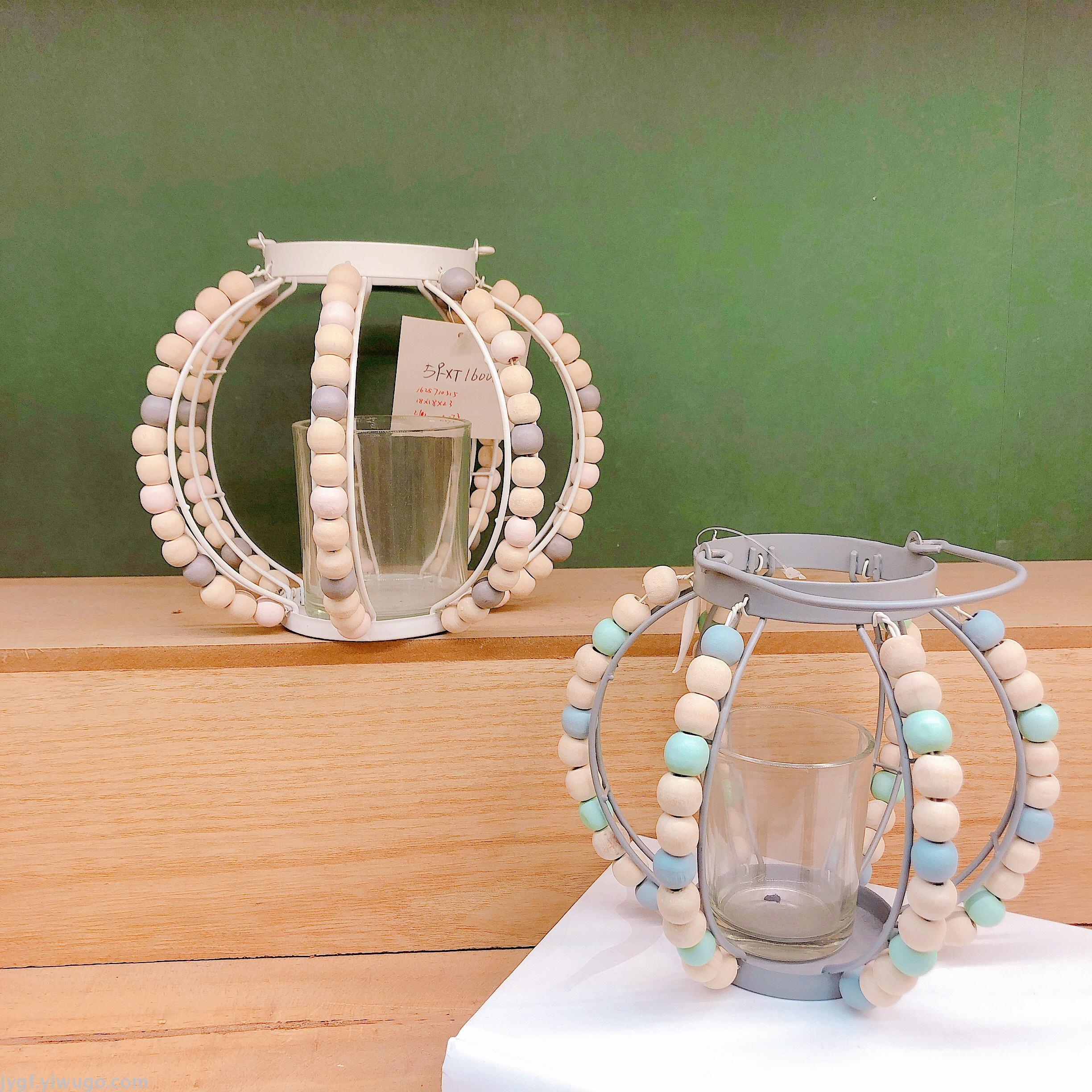 Woodiness bead iron art spring and summer new model candlestick mirror places a piece
