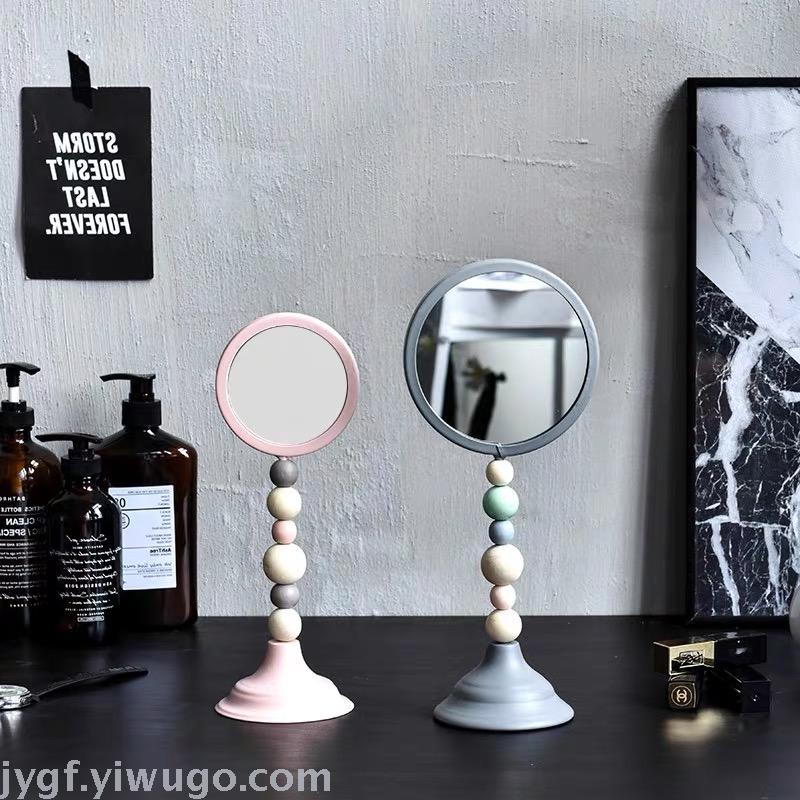 Woodiness bead iron art spring and summer new model candlestick mirror places a piece