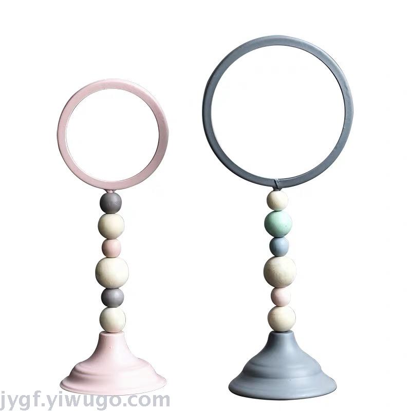 Woodiness bead iron art spring and summer new model candlestick mirror places a piece