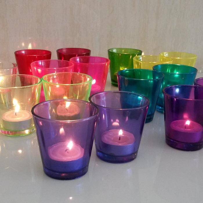 Continental candle holder clear glass candlesticks 9304 Cup wind-proof color candlestick candy cups