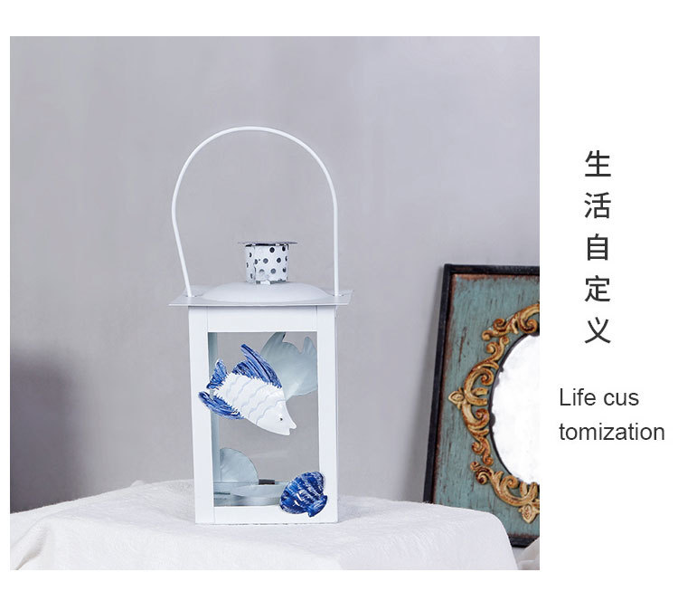 European Style Retro Iron Art Storm Lantern Crafts Home Decoration Office Decoration Decoration Metal Candlestick Factory Direct Sales