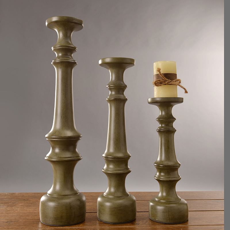 American rural retro resin handicrafts soft decoration antique candlestick decoration villa home
