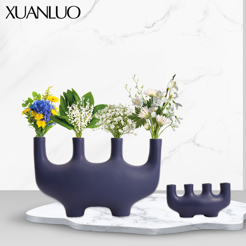 Modern Minimalist Creative Resin Black Candlestick Decorations Nordic Vase Soft Decoration Home Crafts Ornaments