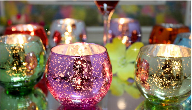 Factory direct plating color glass Binghua Home Furnishing Candlestick ornaments