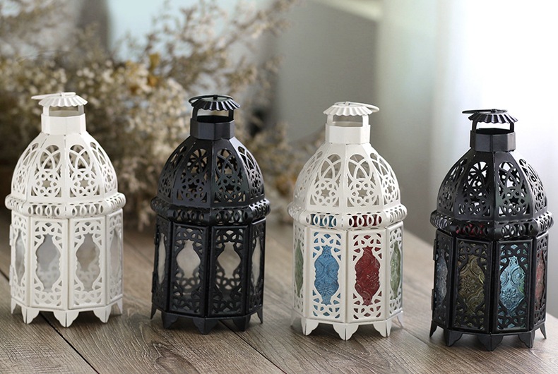 Ramadan Arab European Style Wedding Decoration Craft Gift Retro Iron Art Morocco Colorful Storm Lantern Candlestick Ramadan Arab European Style Wedding Decoration Craft Gift Retro Iron Art Morocco Colorful Storm Lantern Candlestick