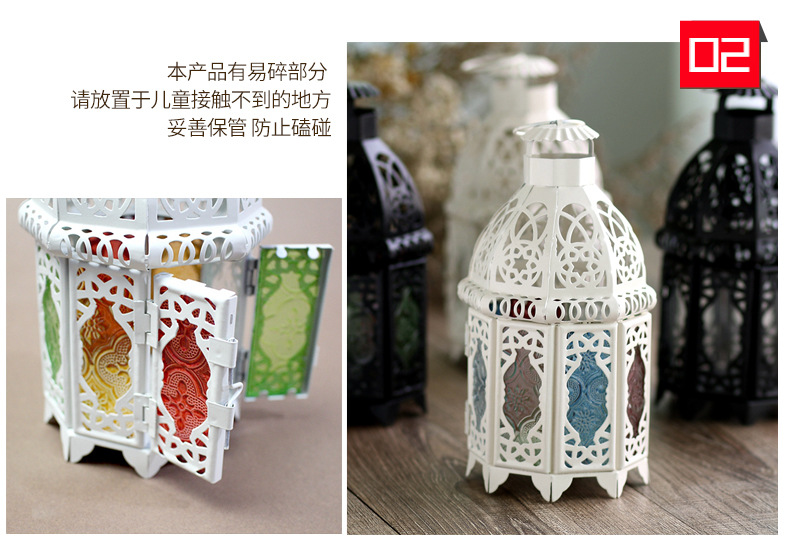 Ramadan Arab European Style Wedding Decoration Craft Gift Retro Iron Art Morocco Colorful Storm Lantern Candlestick Ramadan Arab European Style Wedding Decoration Craft Gift Retro Iron Art Morocco Colorful Storm Lantern Candlestick