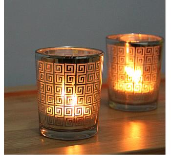 Simple Chinese patterns candlestick electroplate silver candles glass bar restaurant romantic candle-lit dinner 
