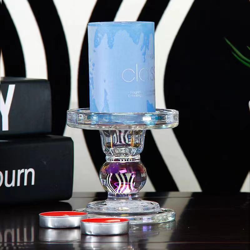 European Crystal Glass Candle Holder Wedding Ceremony Candlestick Props Candlelight Dinner Decoration Table Candlestick Ornaments
