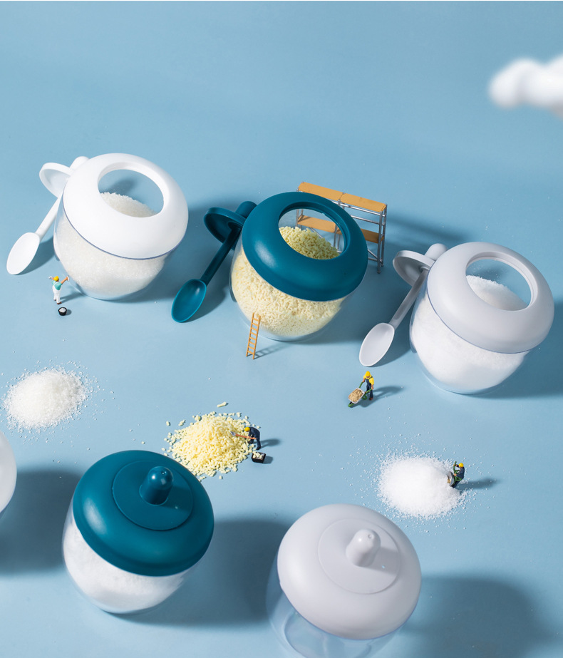 Simple New Kitchen Bottle Seasoning Containers with Spoon Spice Jar Pepper Seasoning Box Household Salt Pot Grinding