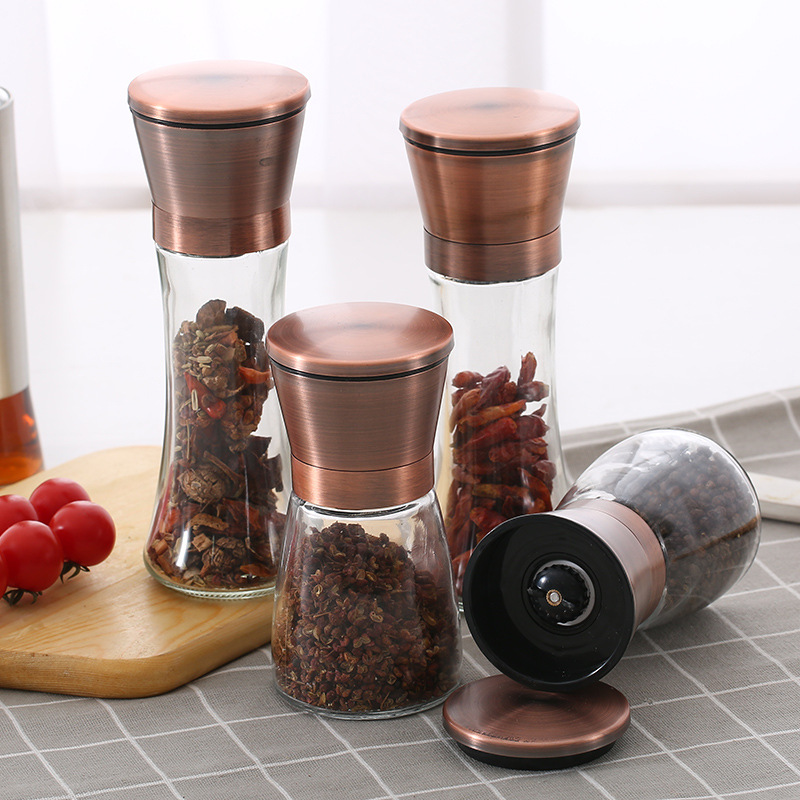 304 copper plated carbon steel core manual stainless steel pepper grinder universal seasoning bottle grinder kosher salt