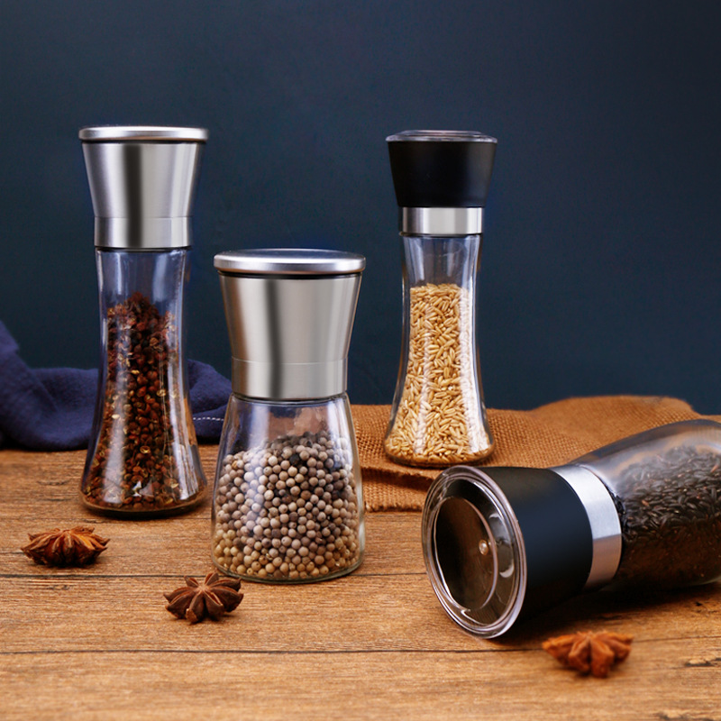 304 Stainless Steel Pepper Grinder Household Pepper Sea Salt Mill Bottle Spice Jar Glass Manual Grinding Bottle Mill Bottle