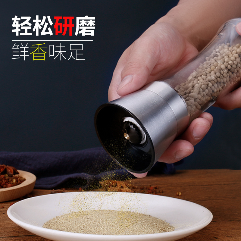 304 Stainless Steel Pepper Grinder Household Pepper Sea Salt Mill Bottle Spice Jar Glass Manual Grinding Bottle Mill Bottle