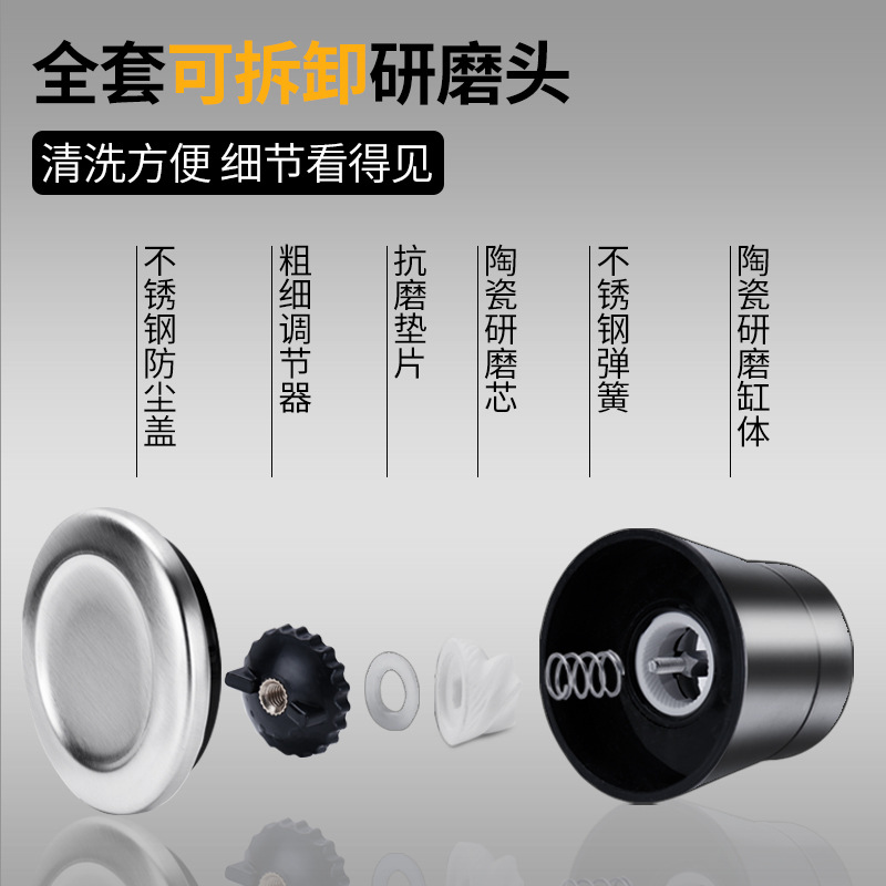 304 Stainless Steel Pepper Grinder Household Pepper Sea Salt Mill Bottle Spice Jar Glass Manual Grinding Bottle Mill Bottle